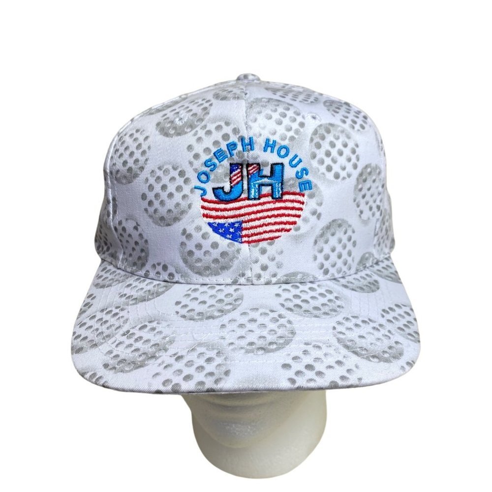 VTG Trucker Hat Golf Balls All Over Print American Flag Embroidery Joseph House - Picture 12 of 12